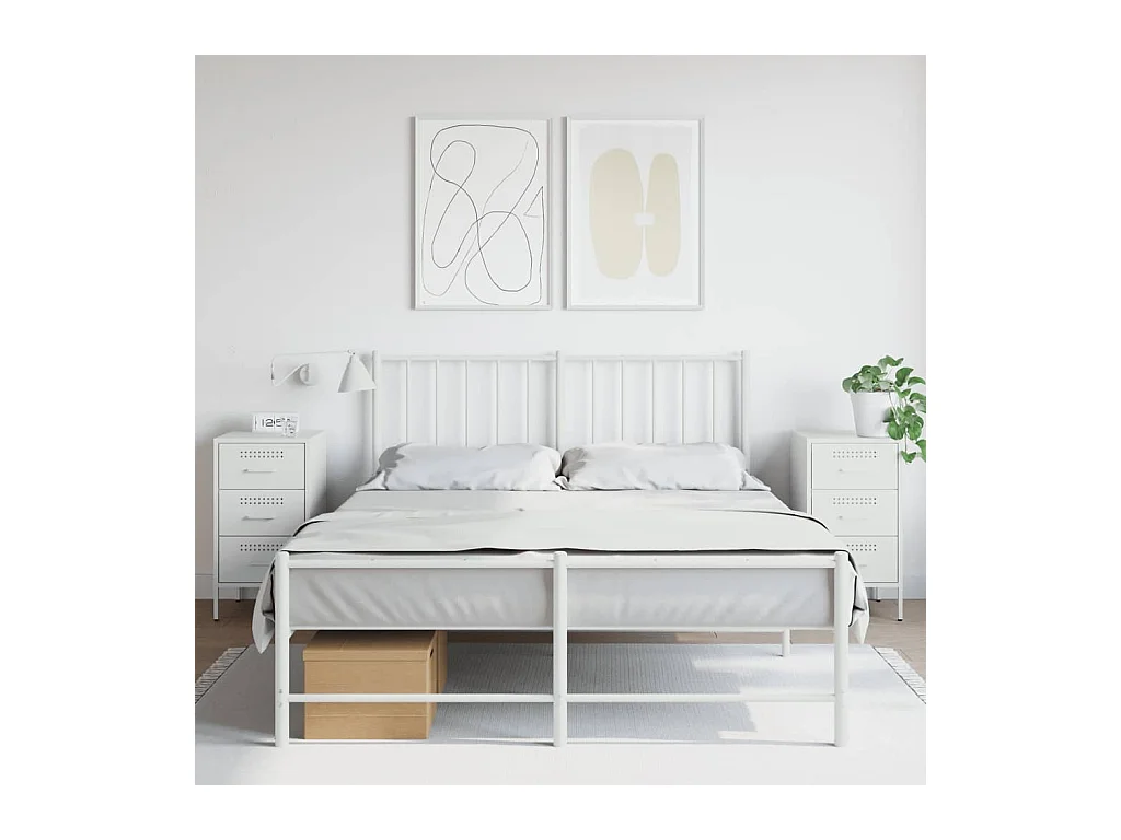 Tables de chevet 2 pcs blanc 36x39x68 cm acier