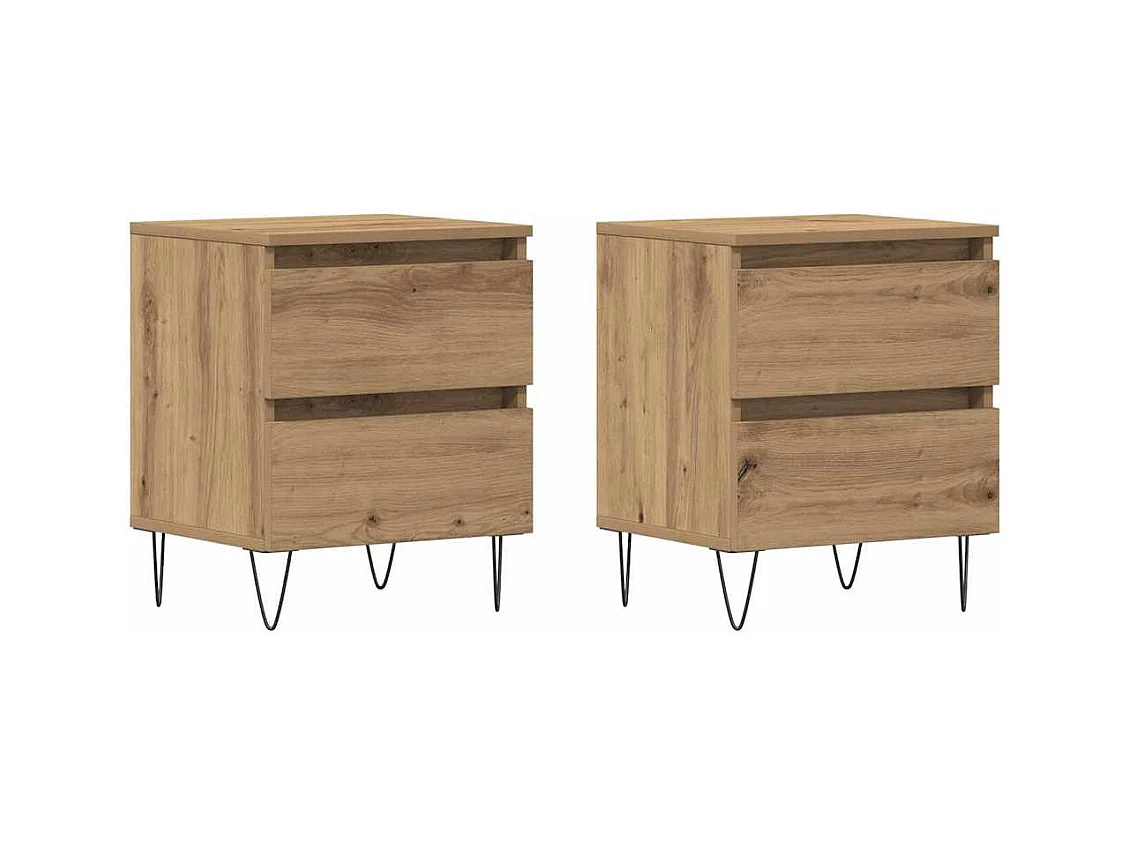 Comodini 2 pz Rovere Artisan 40x35x50 cm Legno ricostituito