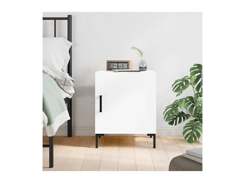Table de chevet blanc 40x40x50 cm bois d’ingénierie