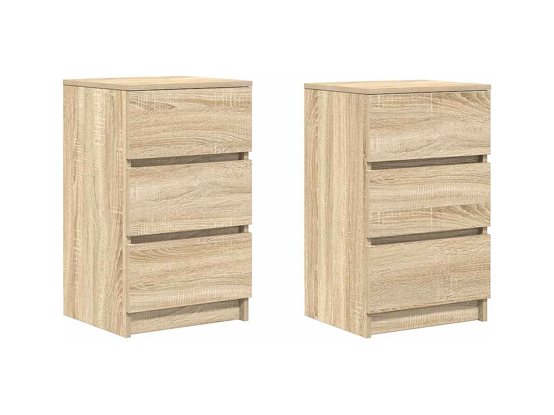 Tables de chevet avec 3 tiroirs 2 pcs chêne sonoma 39x35x65 cm