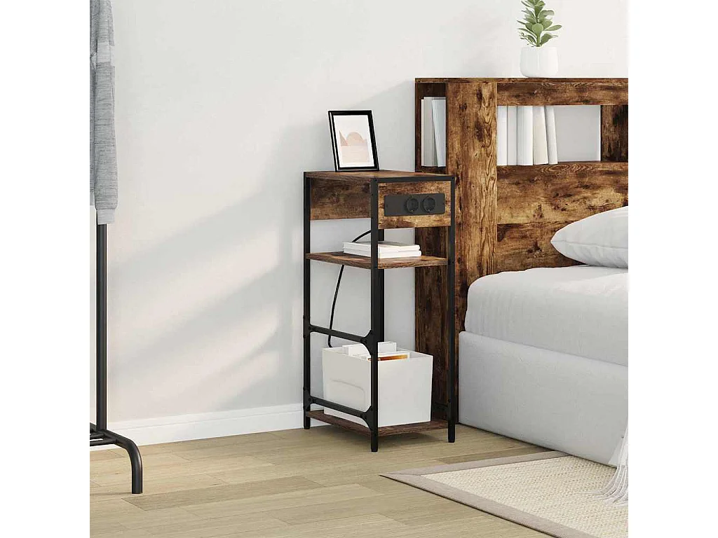 Cabinet de chevet Chêne fumé 40 x 27 x 76 cm Bois d'ingénierie