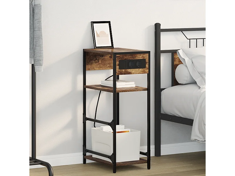 Mesilla de noche roble ahumado 40 x 27 x 76 cm madera de ingeniería