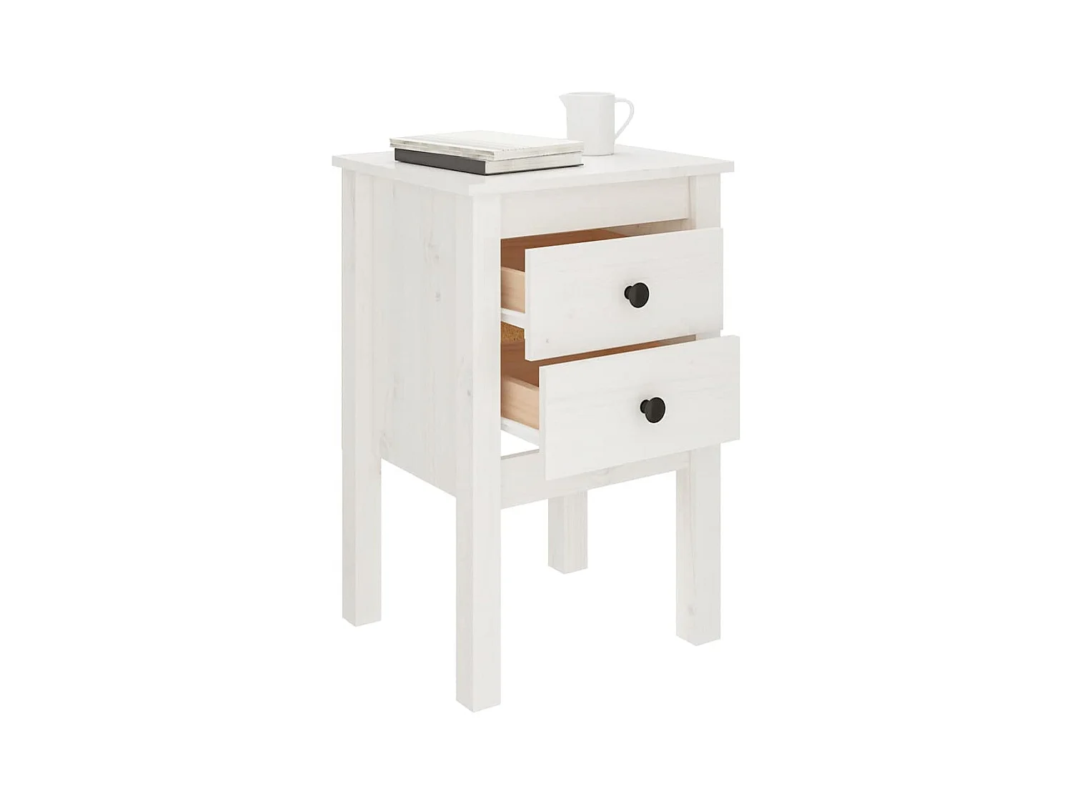 Table de chevet Blanc 40x35x61,5 cm Bois de pin massif