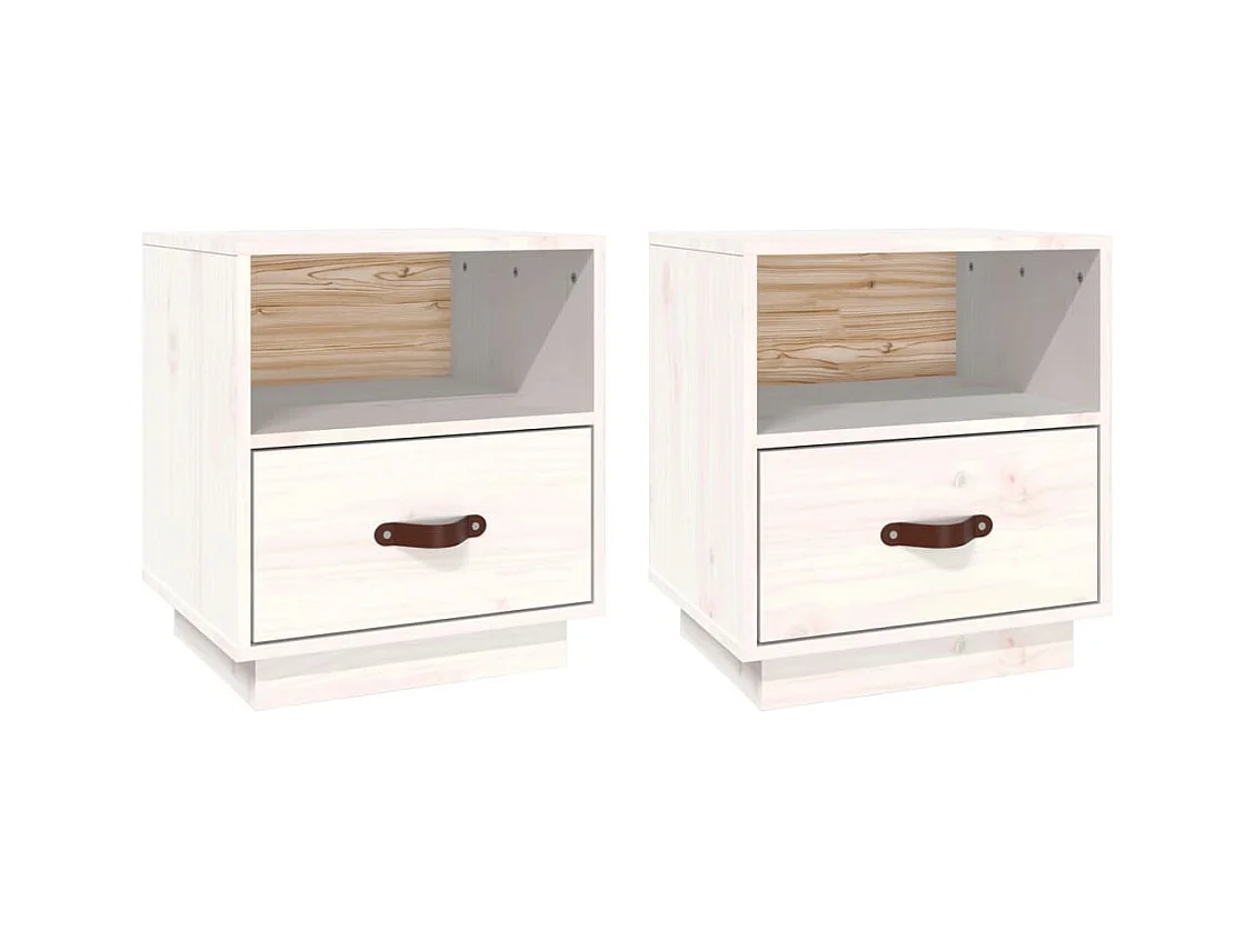Tables de chevet 2 pcs Blanc 40x34x45 cm Bois de pin massif