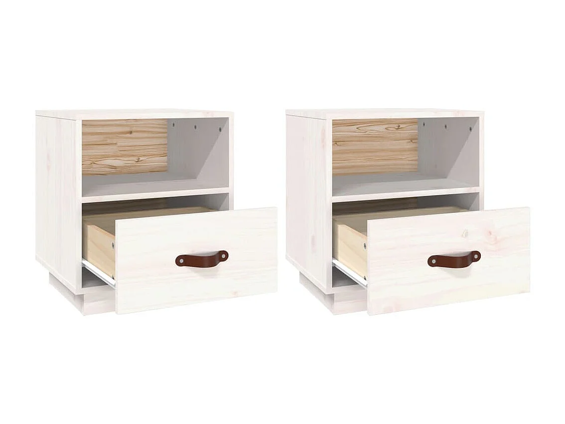 Tables de chevet 2 pcs Blanc 40x34x45 cm Bois de pin massif