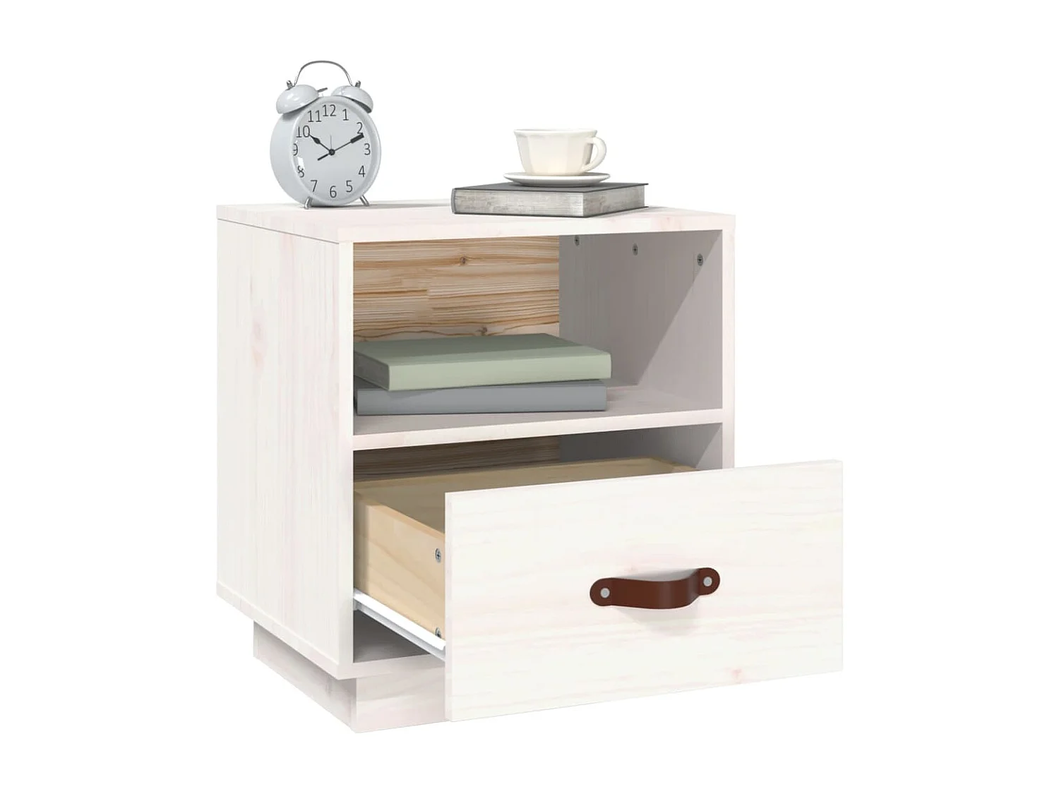 Comodini 2 pz Bianco 40x34x45 cm Legno massello di pino