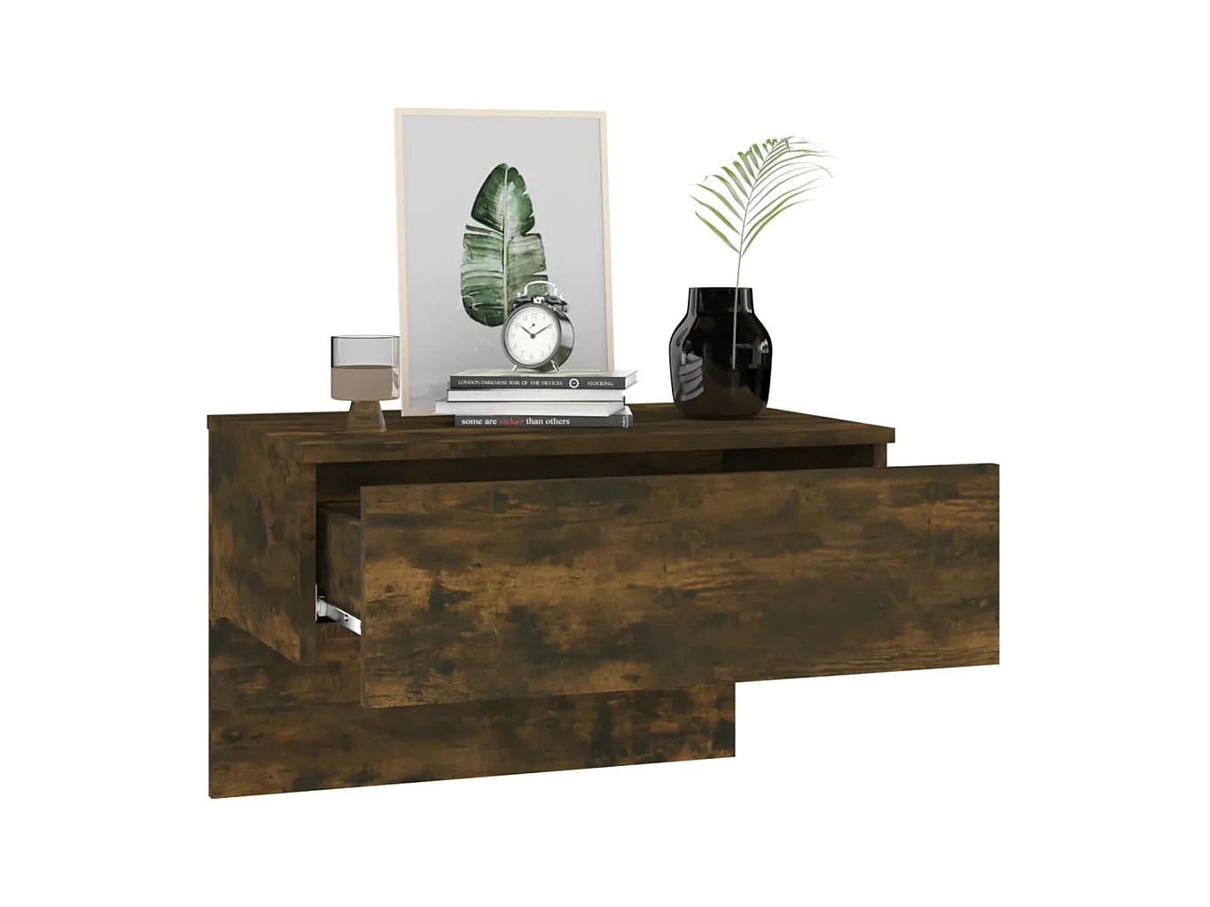 Tables de chevet murales 2 pcs Chêne fumé