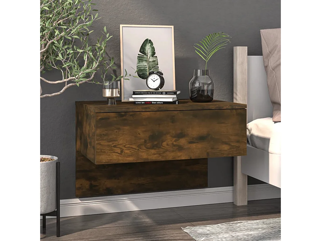 Tables de chevet murales 2 pcs Chêne fumé