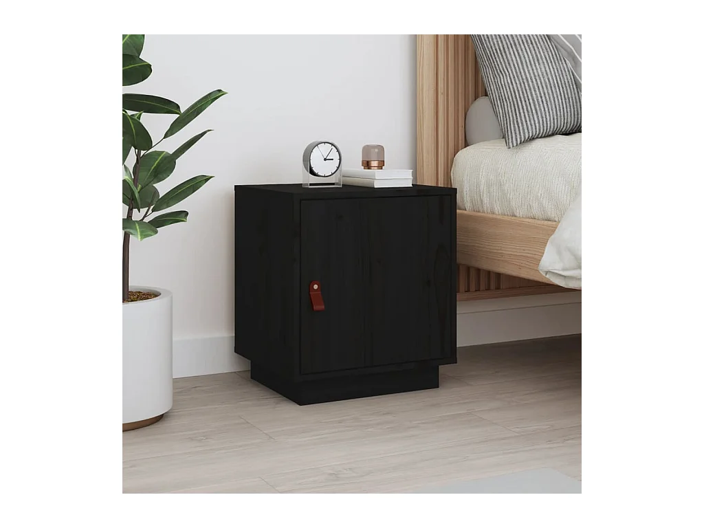 Table de chevet Noir 40x34x45 cm Bois de pin massif