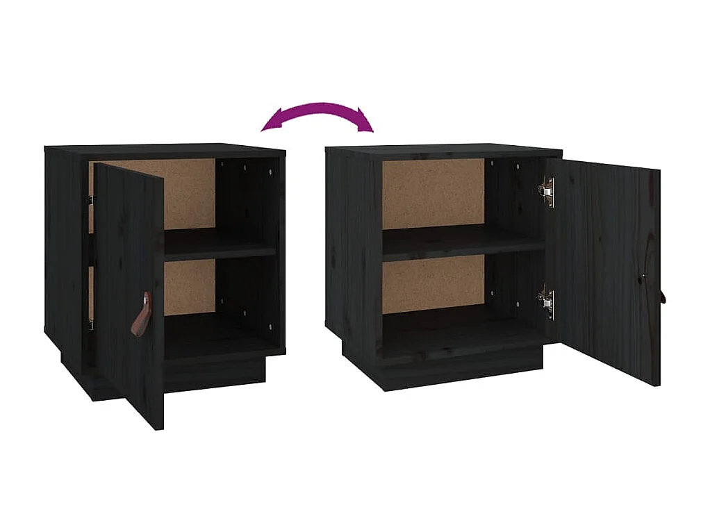 Table de chevet Noir 40x34x45 cm Bois de pin massif