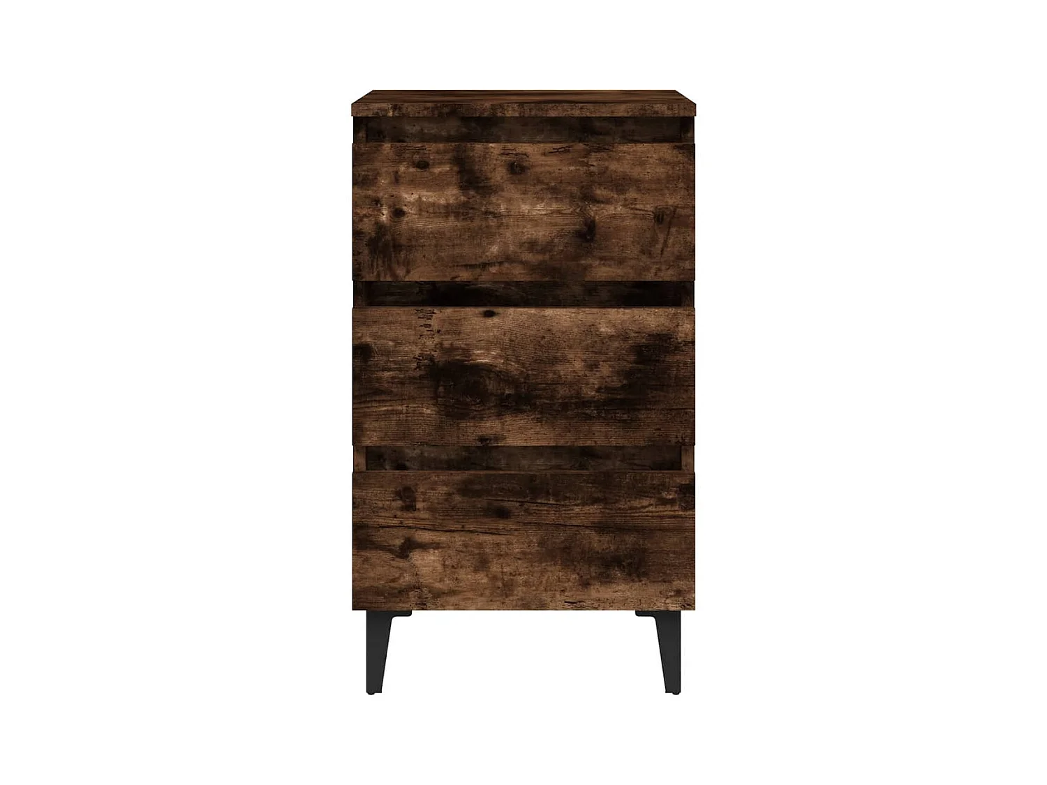 Nachtkastje met metalen poten Gerookt eikenhout 40x35x69 cm