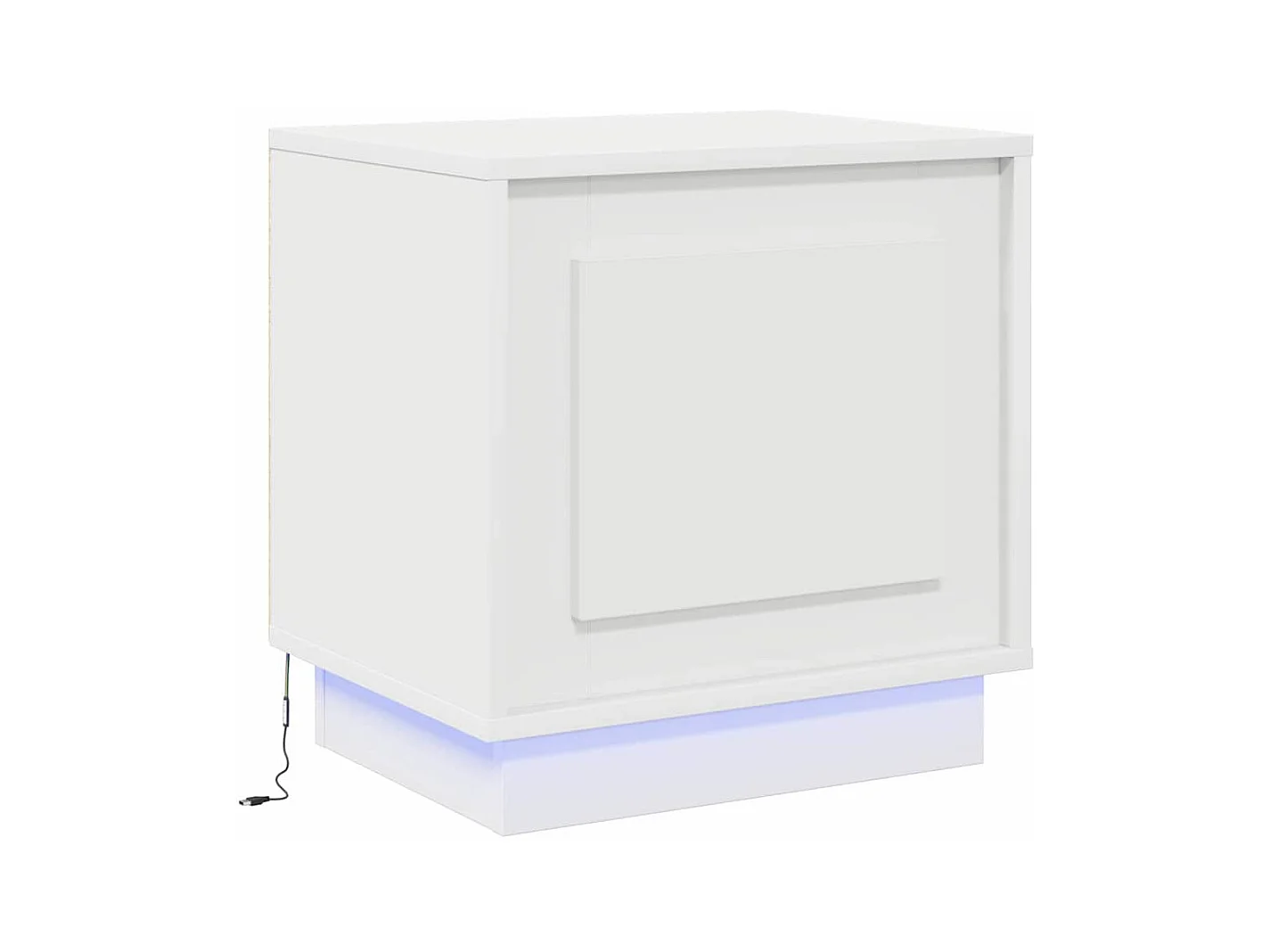 Table de chevet avec lumières LED blanche 44x34,5x45 cm