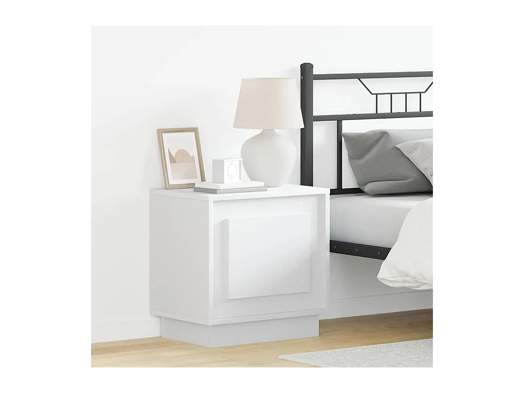 Table de chevet avec lumières LED blanche 44x34,5x45 cm