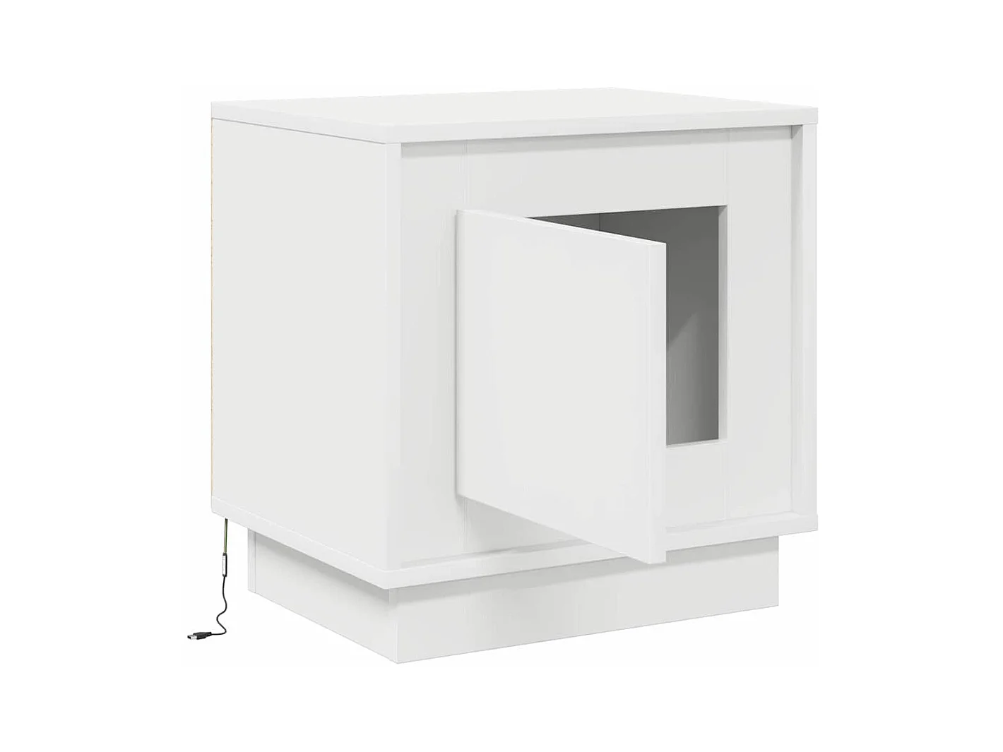 Table de chevet avec lumières LED blanche 44x34,5x45 cm