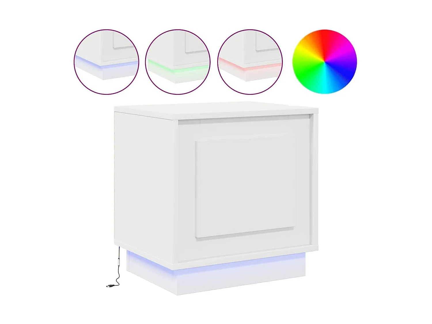 Nachtkastje met witte LED-verlichting 44x34,5x45 cm