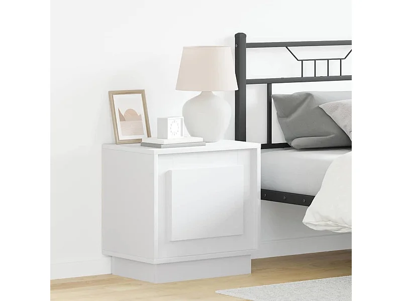 Comodino con luci LED bianche 44x34,5x45 cm