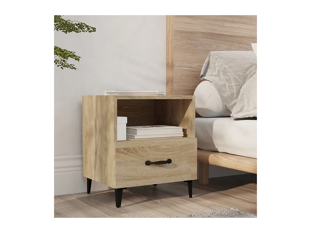 Comodino in rovere Sonoma in legno ingegnerizzato