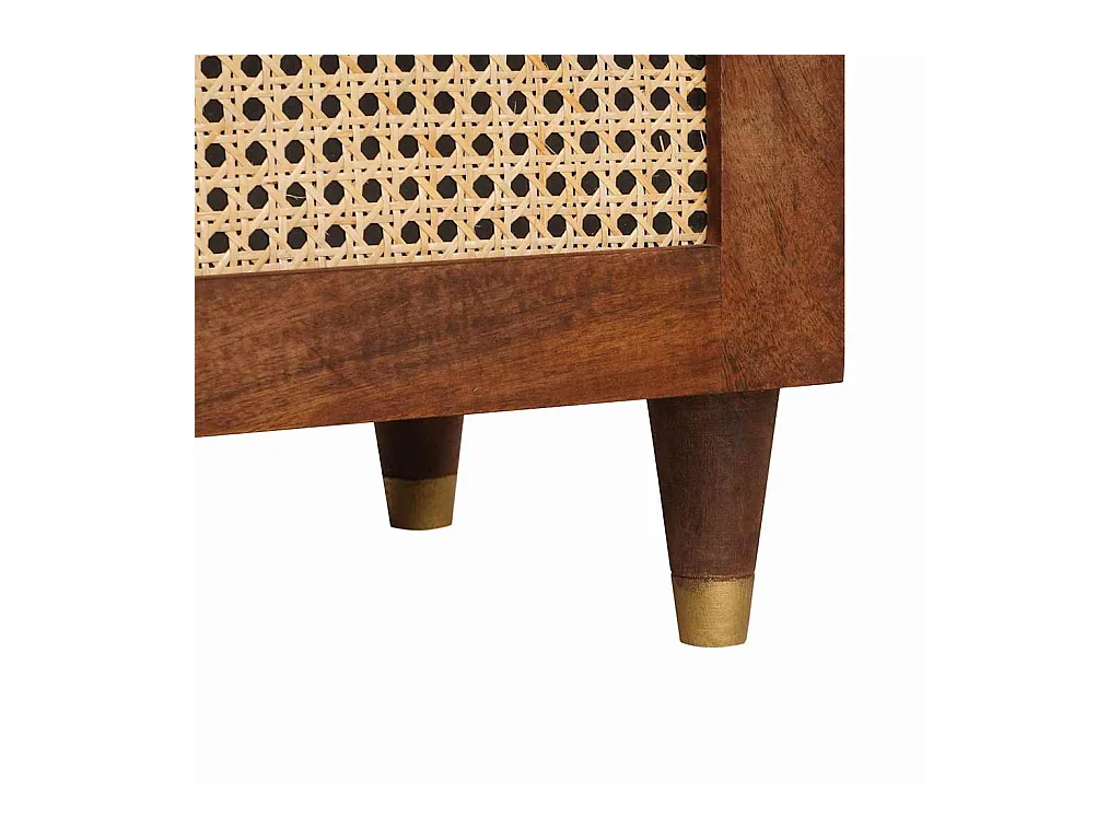 Nachttische aus braunem Rattan und massivem Mangoholz