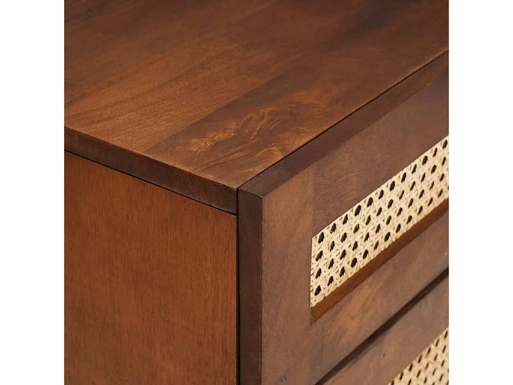 Tables de chevet Marron Rotin et bois de mangue massif