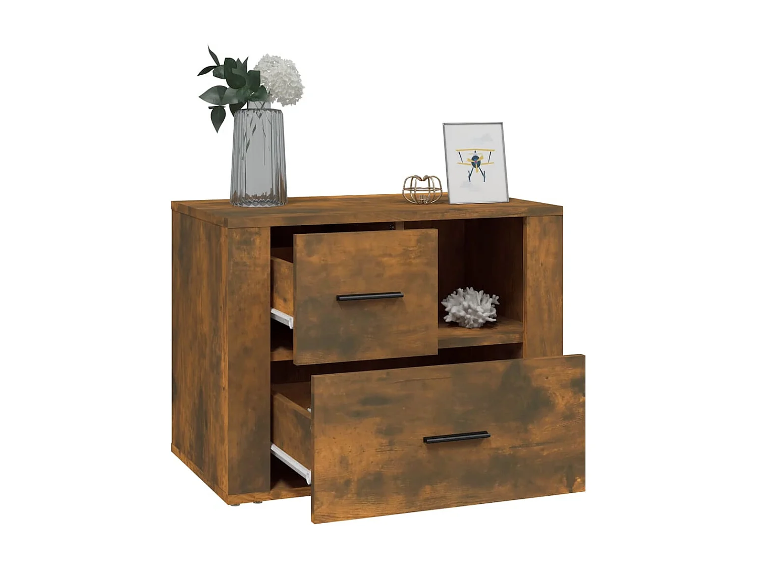 Nachtkastje van gerookt eikenhout, 60x36x45 cm, bewerkt hout