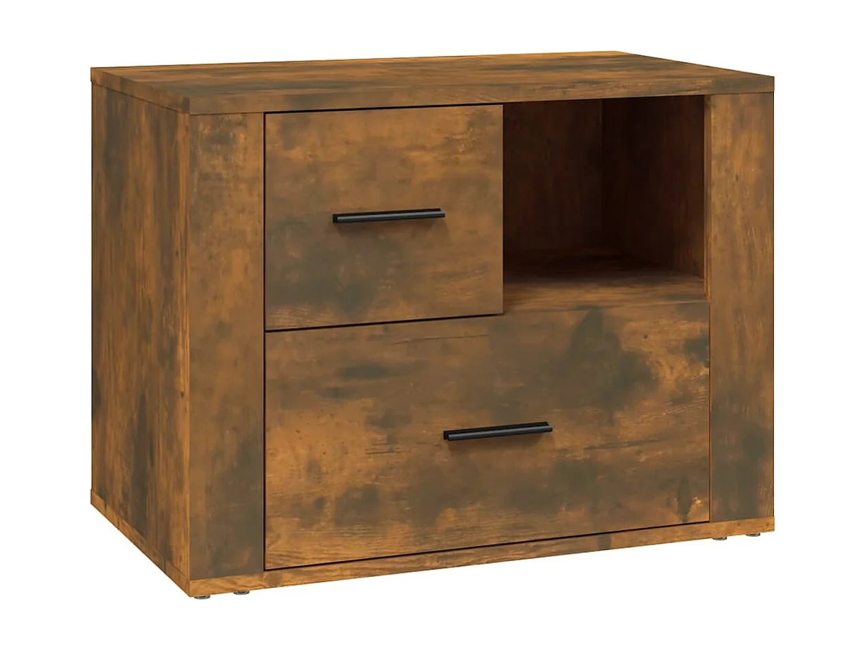 Comodino in rovere affumicato 60x36x45 cm in legno ingegnerizzato