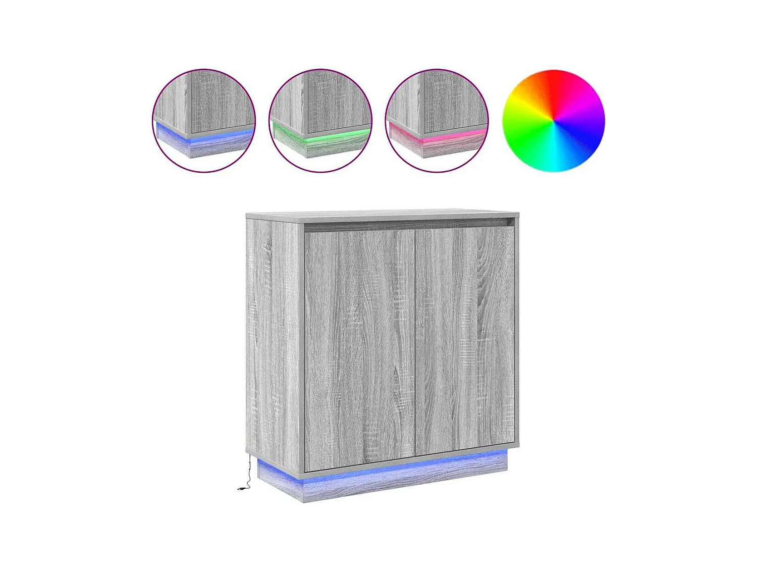 Dressoir met LED in Sonoma grijs 71x34,5x75 cm in bewerkt hout