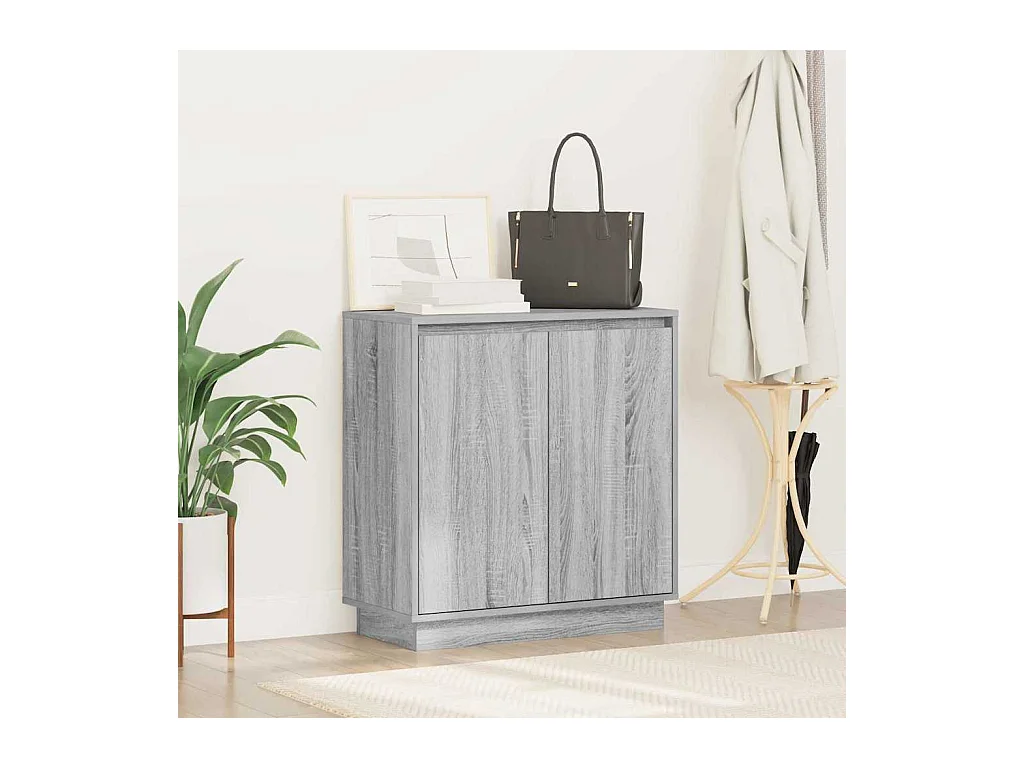 Dressoir met LED in Sonoma grijs 71x34,5x75 cm in bewerkt hout