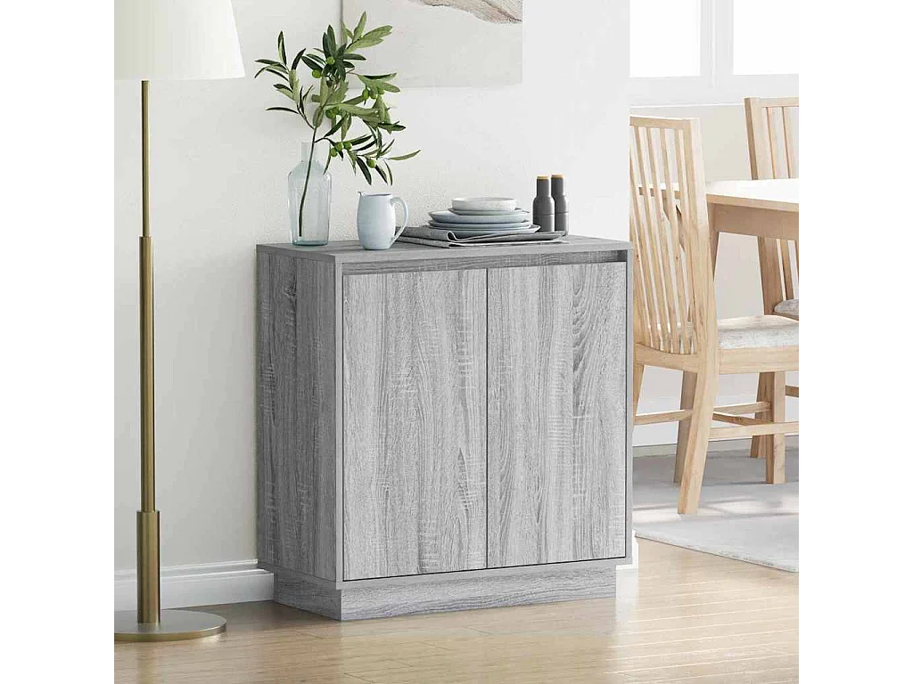 Buffet avec LED en gris Sonoma 71x34,5x75 cm en bois d'ingénierie