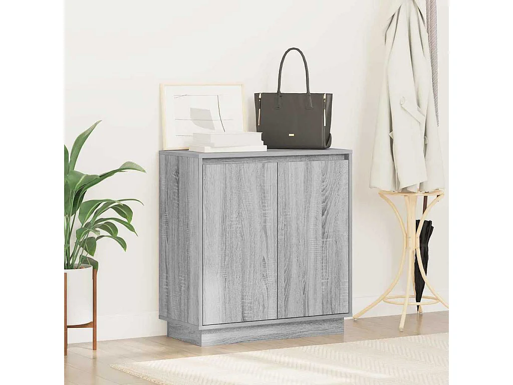 Buffet avec LED en gris Sonoma 71x34,5x75 cm en bois d'ingénierie