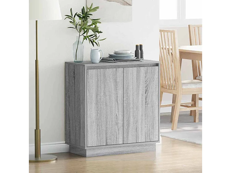 Buffet avec LED en gris Sonoma 71x34,5x75 cm en bois d'ingénierie