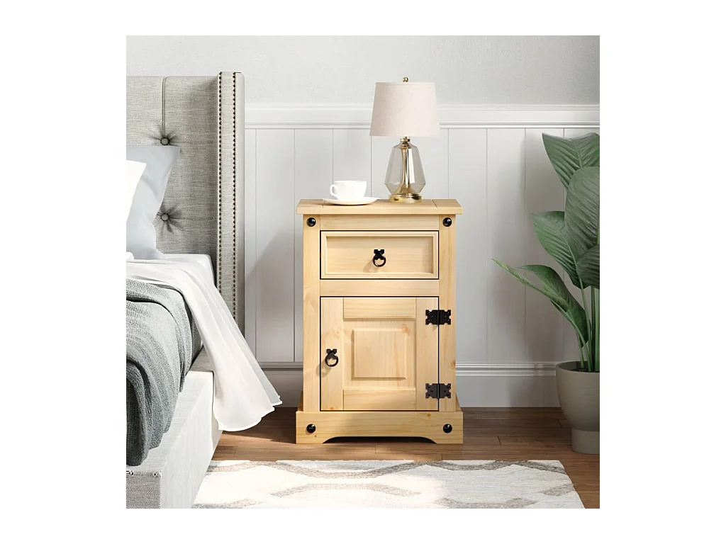 Table de chevet Corona 45x35x64 cm bois de pin massif