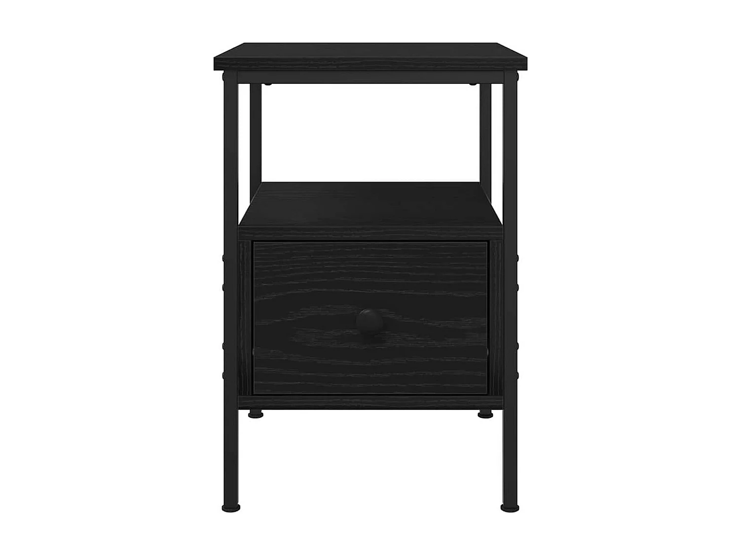 Commode de chevet Noir Chêne 34x36x50 cm Bois d'ingénierie et Acier
