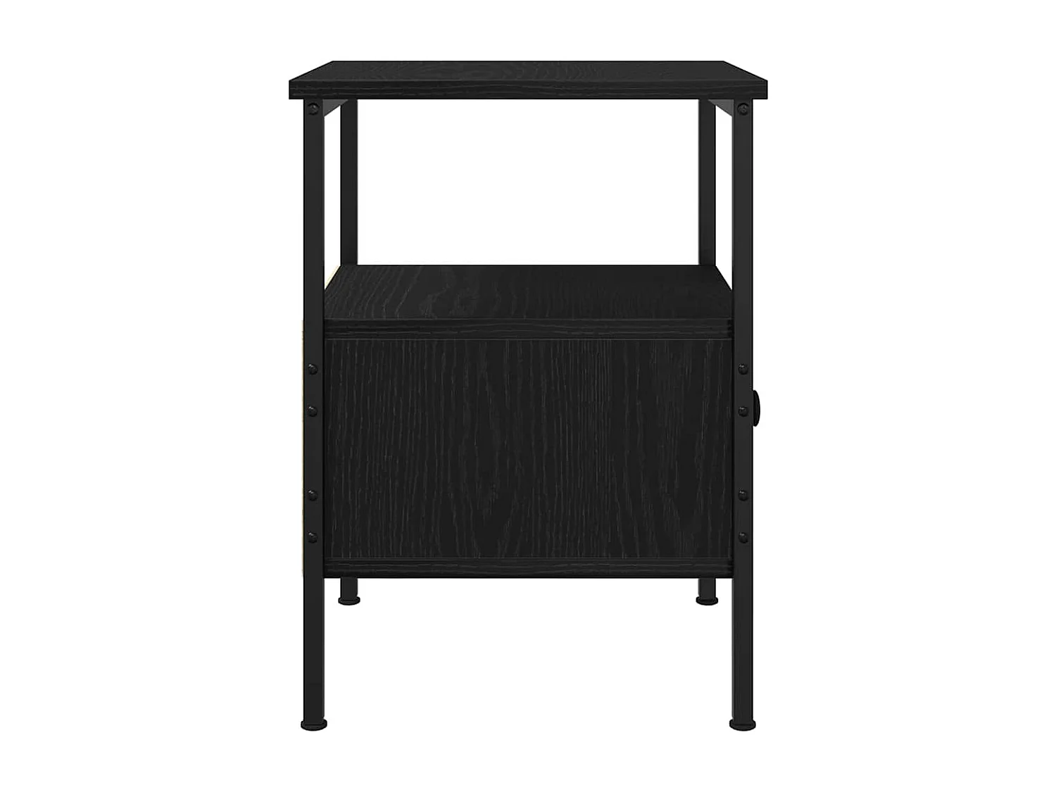 Commode de chevet Noir Chêne 34x36x50 cm Bois d'ingénierie et Acier