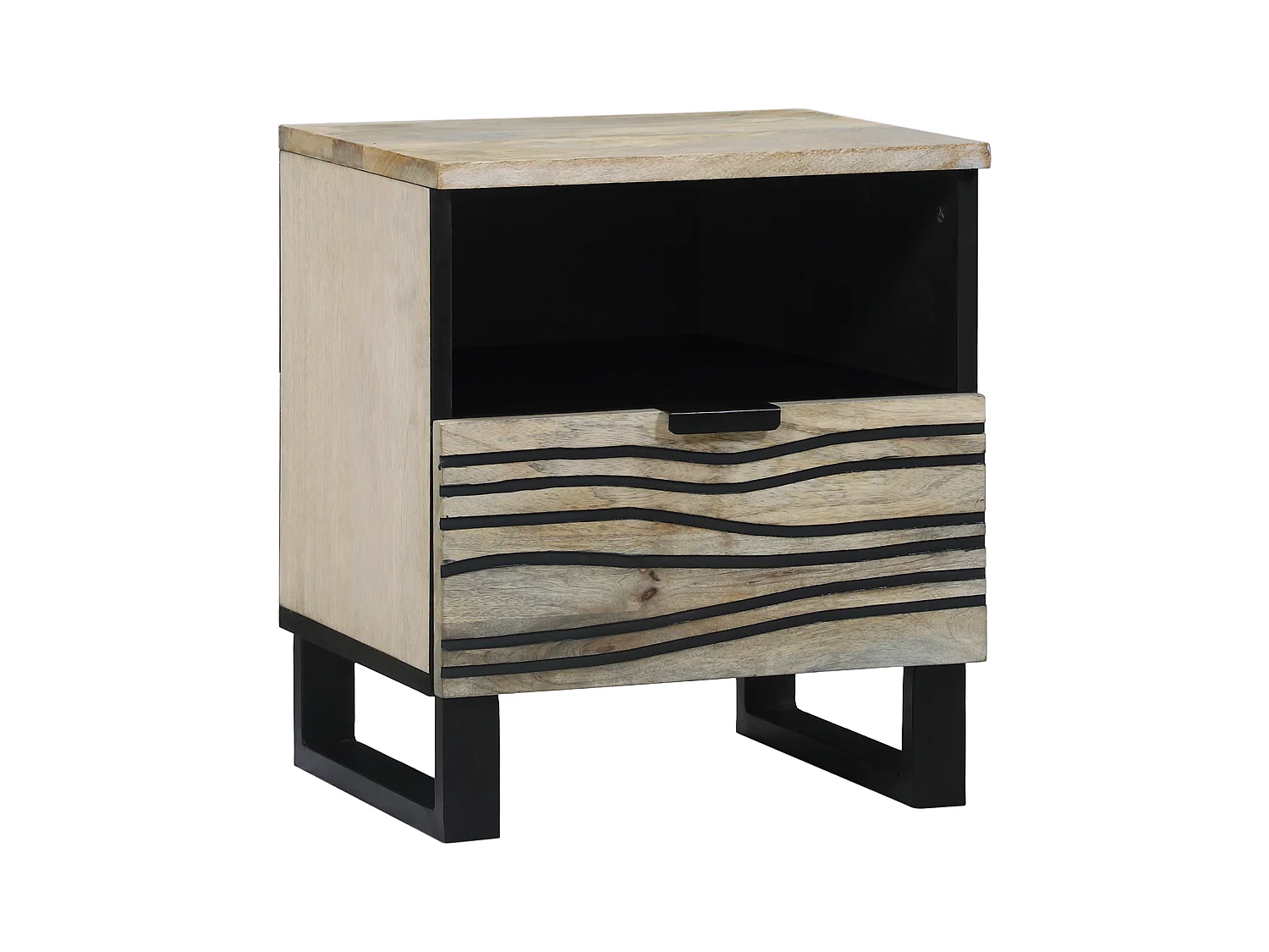 Tables de chevet avec tiroir Blanc et noir 40 x 33 x 46 cm