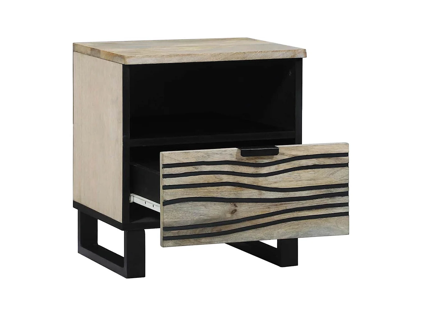 Tables de chevet avec tiroir Blanc et noir 40 x 33 x 46 cm