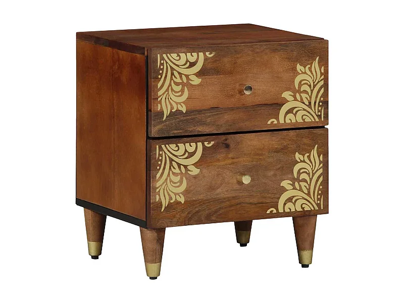 Cabinet de chevet 40x33x46 cm en bois massif de manguier