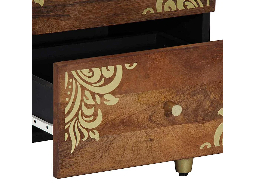 Cabinet de chevet 40x33x46 cm en bois massif de manguier