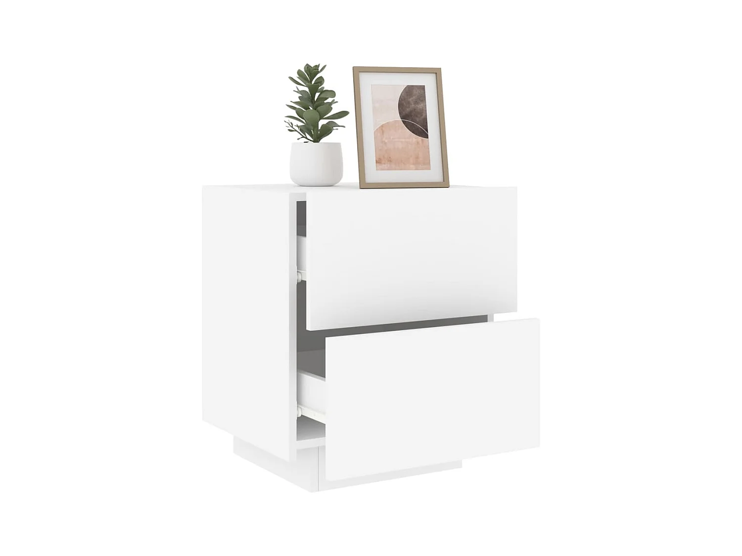 Armoire de chevet avec lumières LED blanc bois d'ingénierie