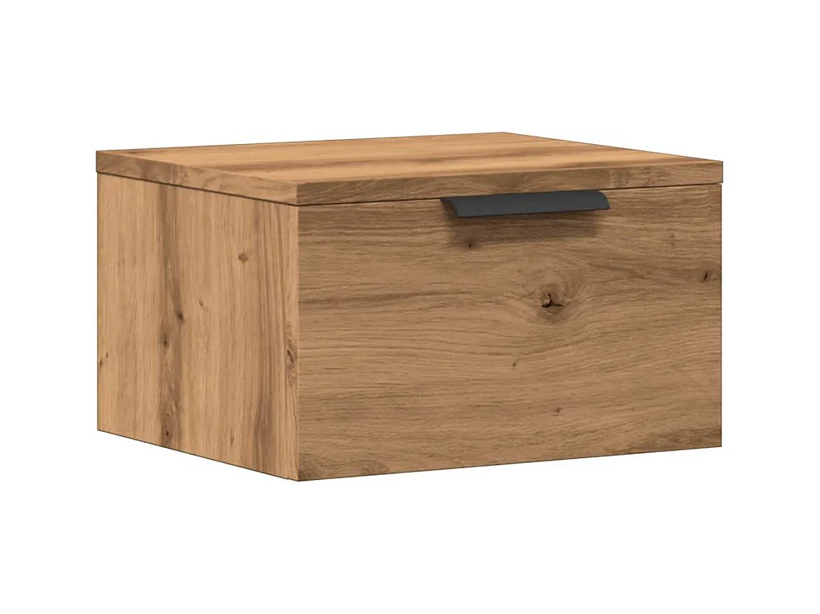 Table de chevet murale chêne artisanal 34x30x20 cm