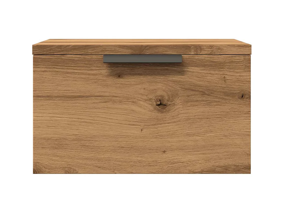 Table de chevet murale chêne artisanal 34x30x20 cm