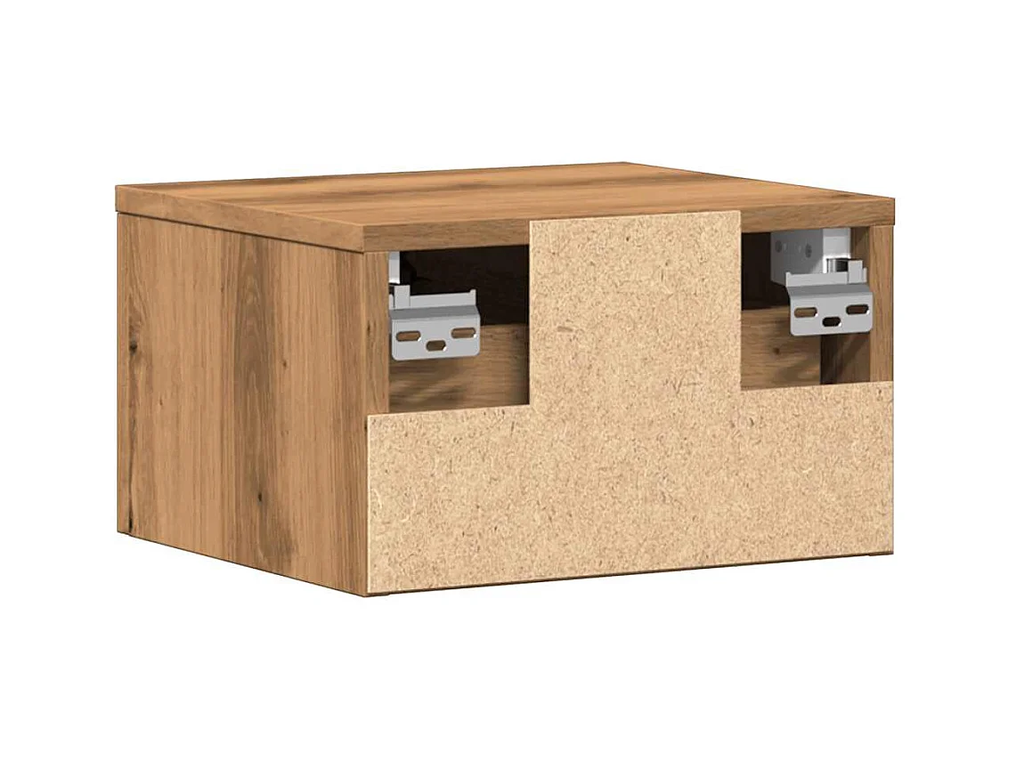 Table de chevet murale chêne artisanal 34x30x20 cm