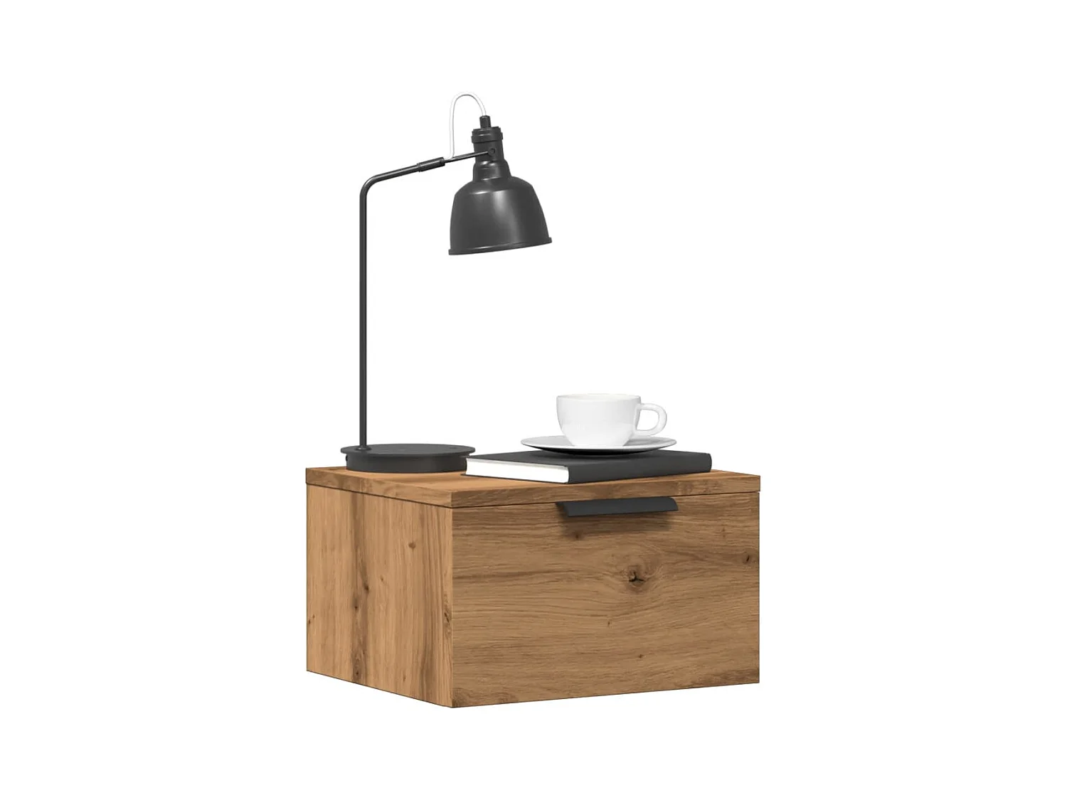 Wandmontierter Nachttisch aus handgefertigter Eiche 34x30x20 cm