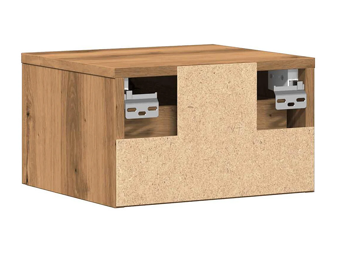 Table de chevet murale chêne artisanal 34x30x20 cm