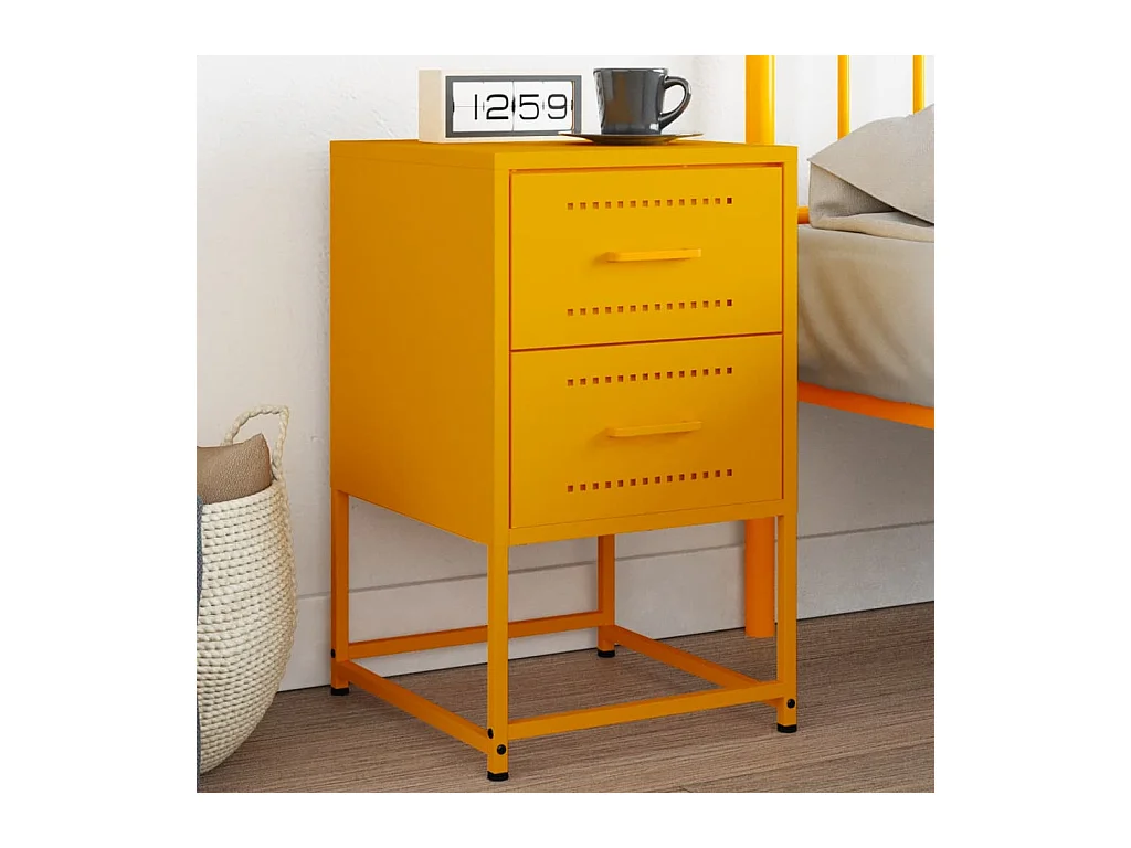 Table de chevet jaune moutarde 36x39x60,5 cm acier