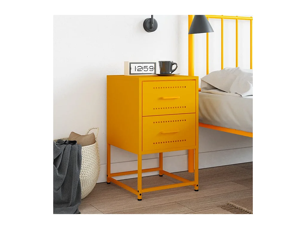 Table de chevet jaune moutarde 36x39x60,5 cm acier