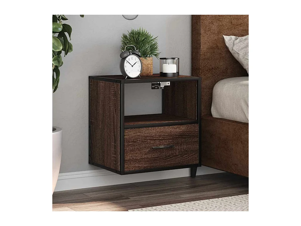 Comodino da parete in rovere marrone 40x31x39,5 cm