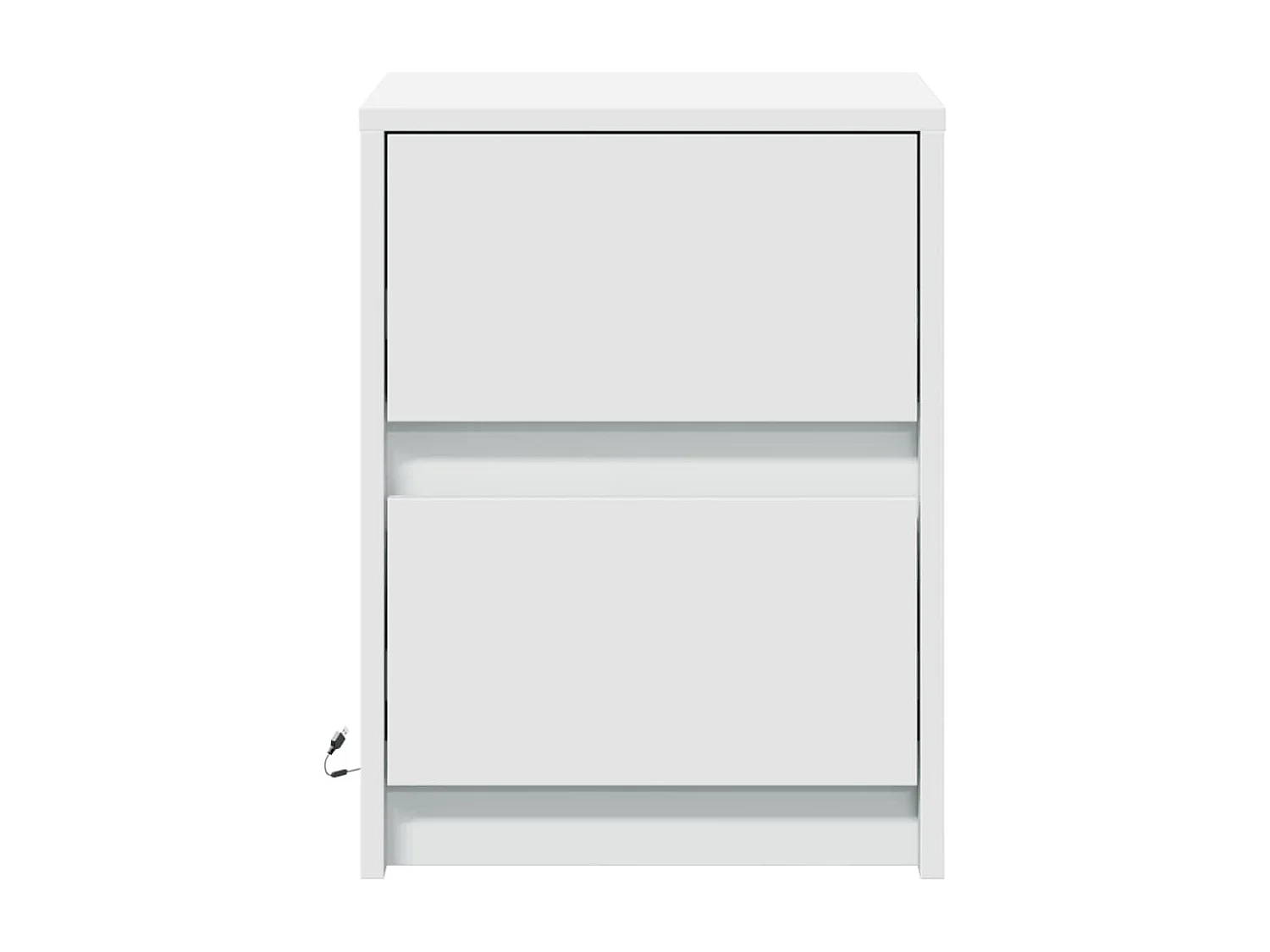 Armoires de chevet et lumières LED 2pcs blanc bois d'ingénierie