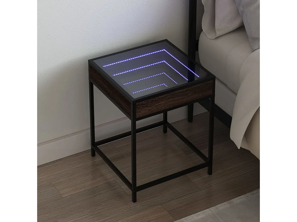 Nachtkastje met LED infinity bruin eiken 40x40x51 cm