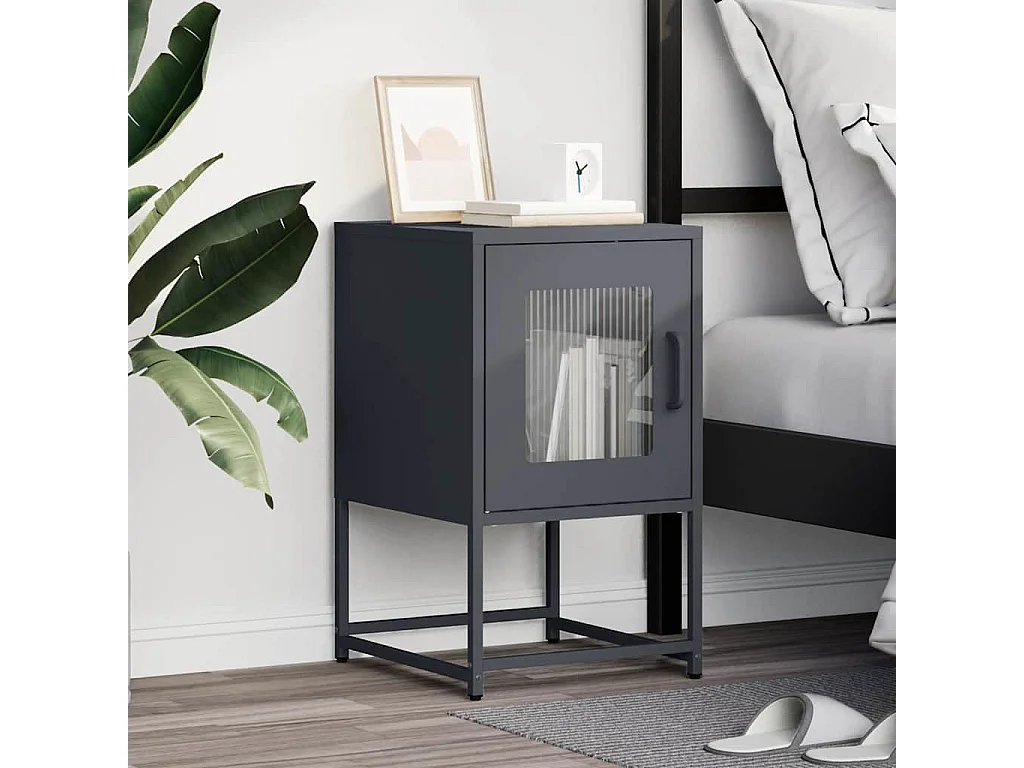 Comodino antracite 36x39x60,5 cm acciaio laminato a freddo