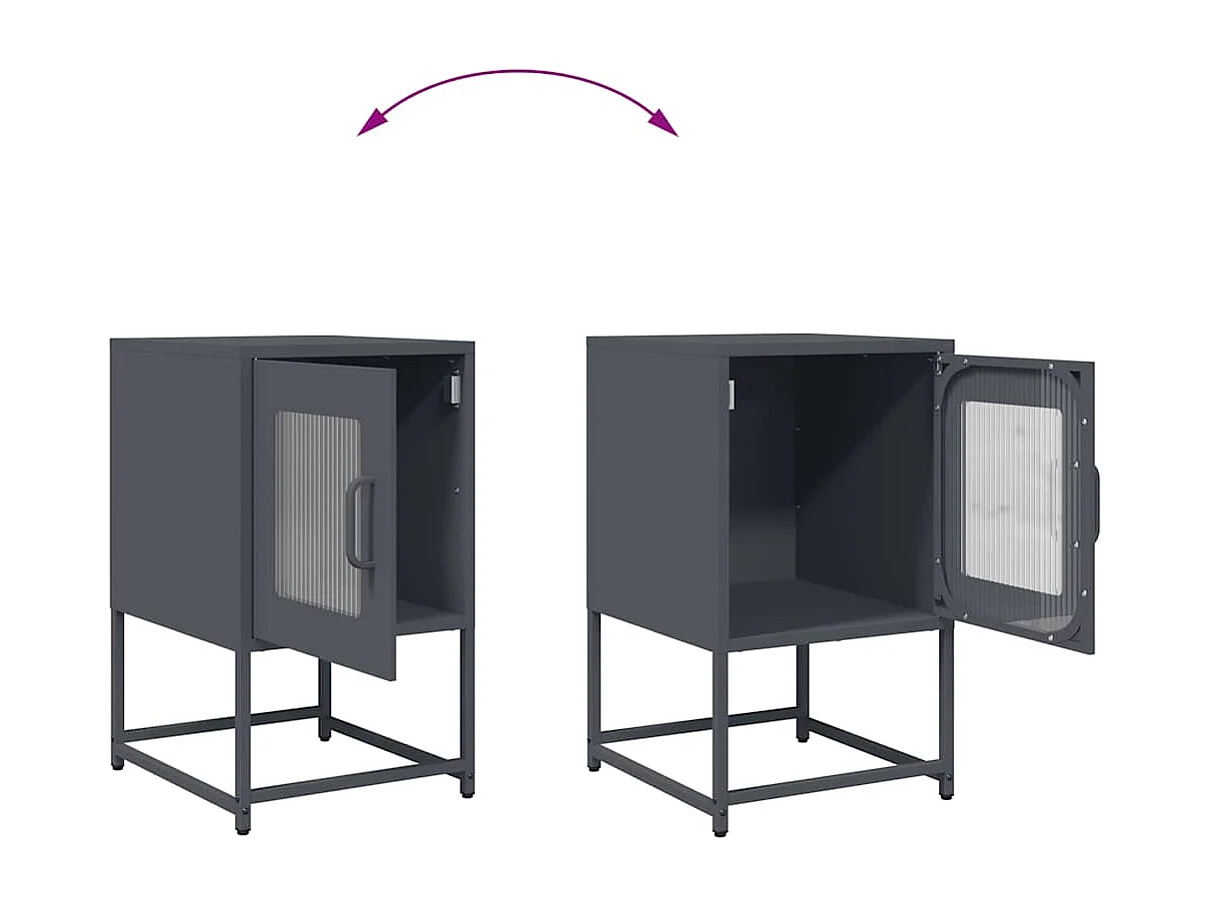 Comodino antracite 36x39x60,5 cm acciaio laminato a freddo